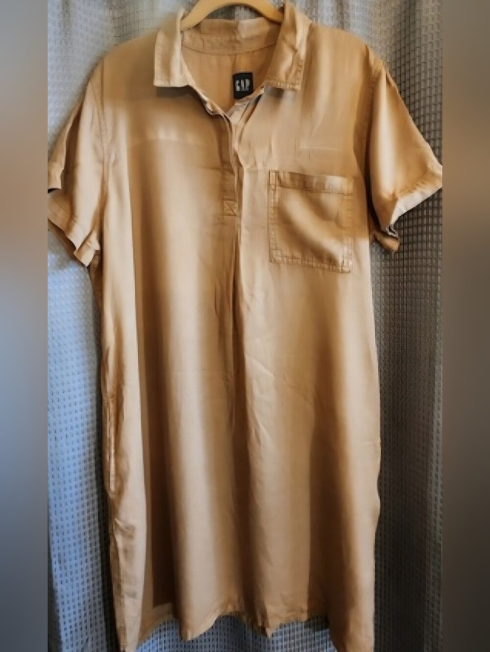 NWT! GAP Women's Tannin Brown Lyocell Short Sleeve Utility Shirt Dress Size XL